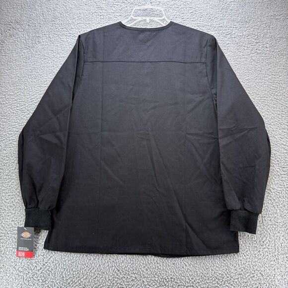 Dickies EDS Medical Scrub Jacket Womens Small Black Warm Up Snap Front 86306 - Picture 3 of 8